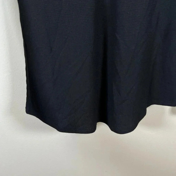 Athleta Wind Down Sleep Top Size Small Black Waffle Knit Henley Lounge Comfy - Picture 8 of 10